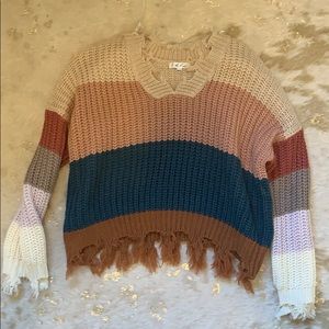 Ribbed distressed sweater